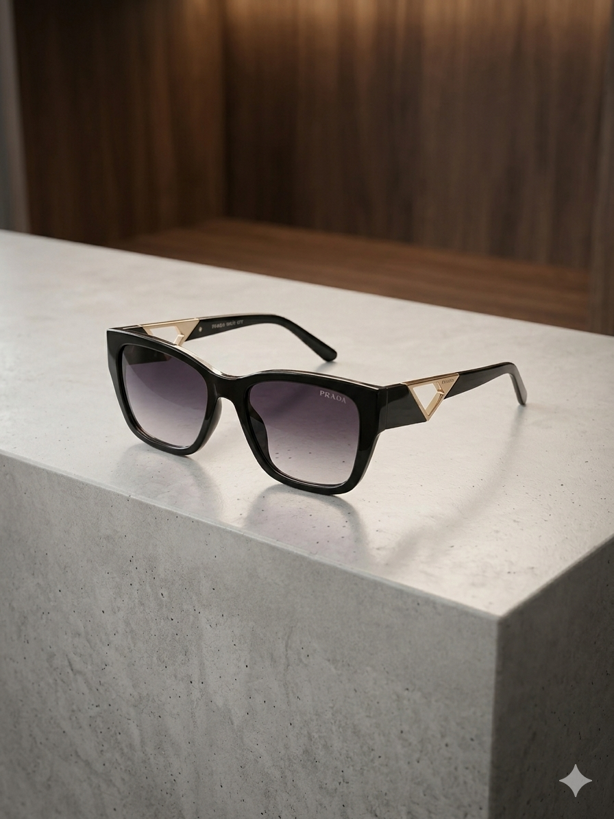 Gafas de Sol "Symbole" – Elegancia Geométrica en Negro y Oro