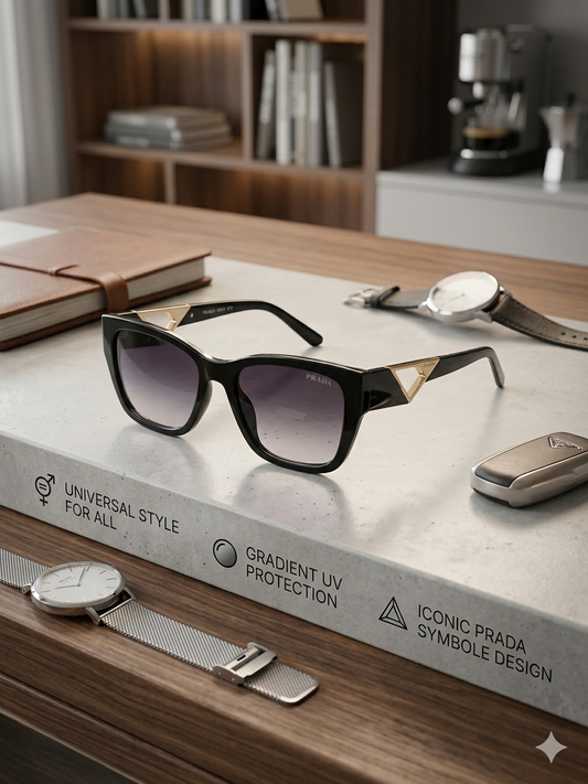 Gafas de Sol "Symbole" – Elegancia Geométrica en Negro y Oro