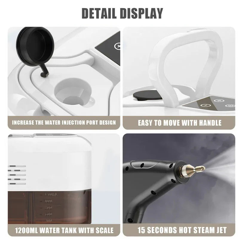 Limpiador a vapor de alta presión de 2500W con guantes